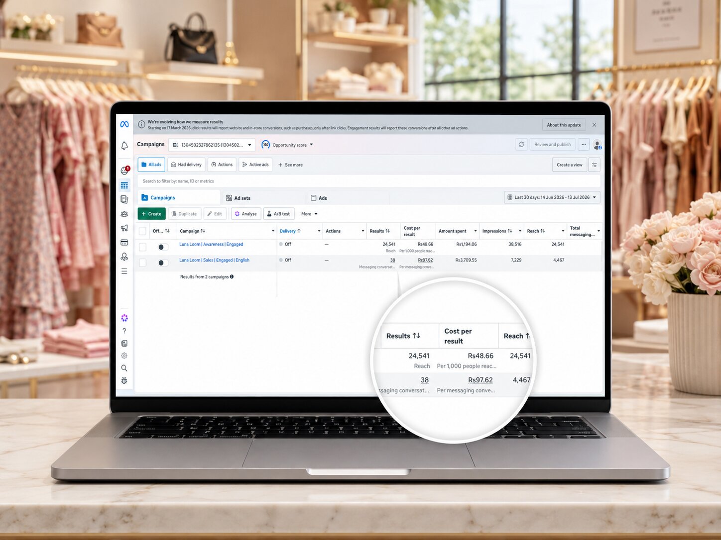 Luna Loom paid social results
